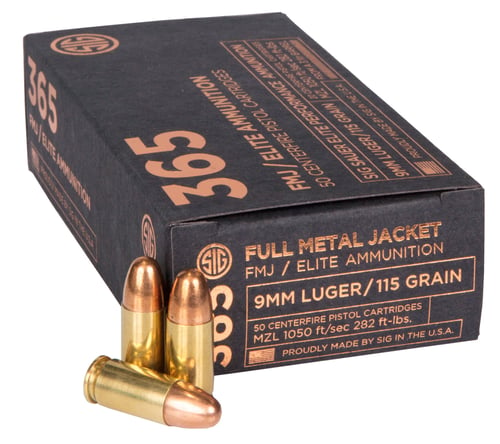 SIG 365 9MM LUGER 115GR FMJ 50RD 20BX/CS