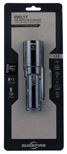 SureFire EDCL1T Everyday Carry Light 1  Black Anodized 5/500 Lumens White LED