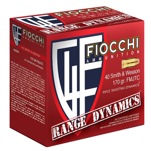 Fiocchi 40ARD Range Dynamics  40 S&W 170 gr Full Metal Jacket Truncated Cone 200 Per Box/ 5 Case *Range Pack