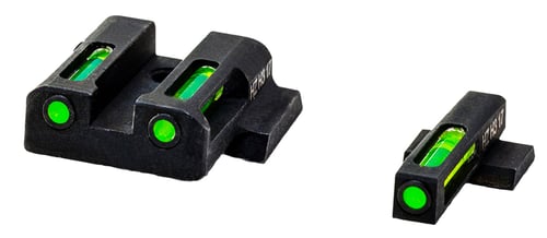 HiViz MPSN321 LiteWave H3 Tritium/LitePipe S&W M&P Shield Sight Set  Black | Green Tritium with White Outline Front Sight Green Fiber Optic Rear Sight