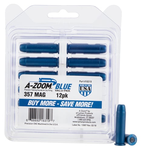 A-ZOOM METAL SNAP CAP BLUE .357 MAGNUM 12-PACK