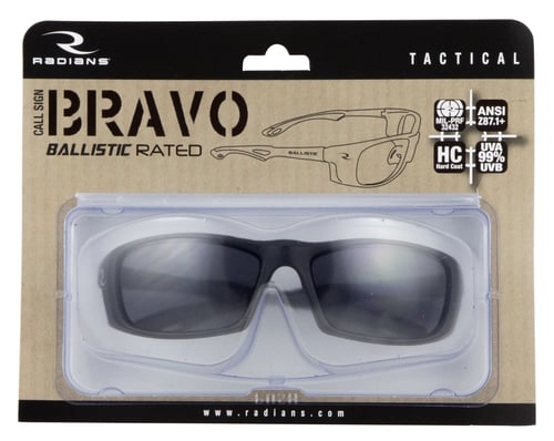 Radians CSB1002BX Bravo Glasses Eye Protection Black Frame Smoke Polycarbonate Lens 1 Pair