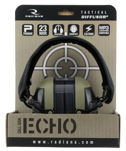 RADIANS TACTICAL TAN ELECTRONIC EARMUFF NRR23