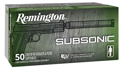 Remington Ammunition 28435 Subsonic  9mm Luger 147 gr Flat Nose Enclosed Base 50 Per Box/ 10 Case