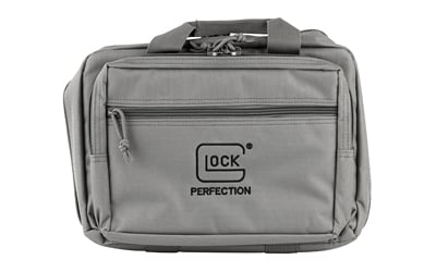 Glock AP60301 Double Pistol Case  Dual Padded Compartments, 5 Internal Mag Holders, 3 Zippered Compartments, Carry Handle, Gray, 12.5