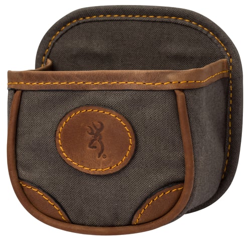 Browning 121388694 Lona Shell Carrier Flint Canvas Body w/Leather Accents, Capacity 1 Box, Belt Clip Mount