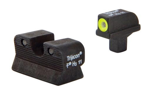 Trijicon 600514 HD Night Sights- Colt 1911  Black | Green Tritium Yellow Outline Front Sight Green Tritium Black Outline Rear Sight
