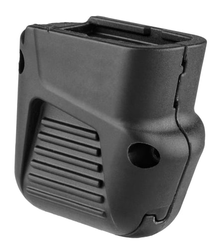 GLOCK 43 PLUS 4 MAGAZINE EXTENSION BLKGlock 43 Plus 4 Magazine Extension Black - Plus 4 Rounds for a total of 10 rounds in the magazine - Contoured finger indents for a firm grip - Innovative spring plate design - Fiberglass reinforced polymer - Enables a full grip on the handgplate design - Fiberglass reinforced polymer - Enables a full grip on the handgunun
