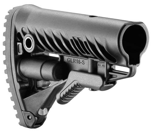 FAB Defense FXGLR16B GLR-16  Buttstock for AR-15/ M16/ M4 Fixed Storage Compartment & Anti-Rattle Mechanism Black Polymer