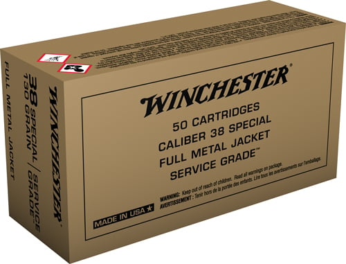 Winchester SG38W Service Grade Pistol Ammo 38 SPL, FMJ, 130 Gr, 50