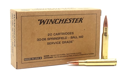 Winchester SG3006W Service Grade Rifle Ammo 30-06 SPRG, 150 Gr, 20