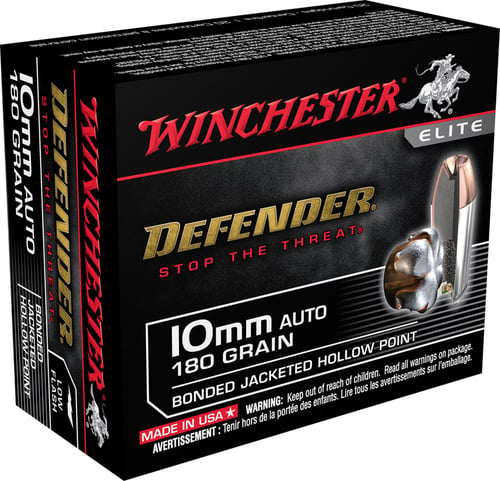 Winchester S10MMPDB Defender Elite PDX1 Pistol Ammo 10MM, BJHP, 180 Gr