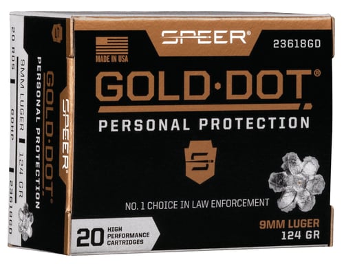 SPEER GOLD DOT 9MM LUGER 124GR GDHP 20RD 10BX/CS