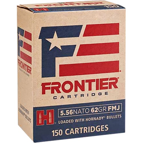 Frontier Cartridge FR2615 Military Grade Centerfire Rifle 5.56x45mm NATO 62 gr Full Metal Jacket 150 Per Box/ 8 Case