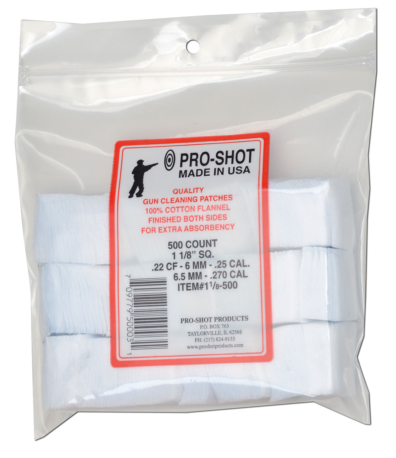 CLEANING PATCHES 11/8IN SQ 500CTCotton Flannel Cleaning Patches - 1 1/8