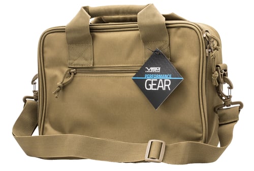 NcStar CPDX2971T VISM Double Pistol Range Bag w/ Mag Pouches Loop Fasteners Zippers Padding & Tan Finish