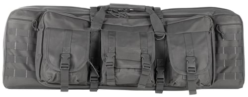 NcStar CVDC2946U42 VISM Double Carbine Case Urban Gray PVC Nylon with Foam Padding, Lockable Zippers, Pockets & MOLLE Webbing 42