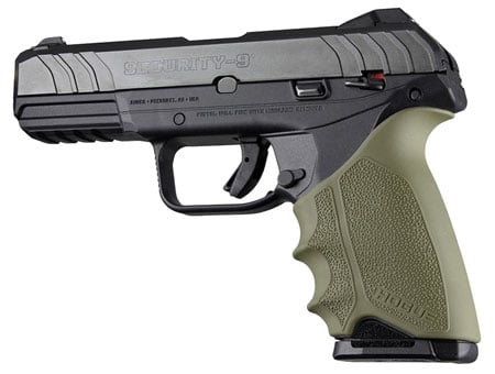 Hogue 17701 HandAll Beavertail made of Rubber with Textured OD Green Finish & Finger Grooves for Ruger Security-9