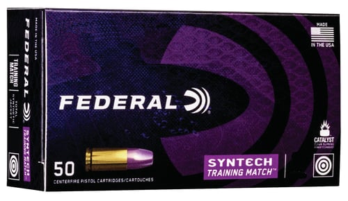 SYN TRN MTCH 9MM LUG 124GR TRJ TRN 50/BXSyntech Training Match Ammunition 9mm Luger - Syntech Jacket FN - 124 Grain - 50/box - 4 Test Barrel Length In - 1000 Muzzle Velocity - Target Shooting - Identical point of impact, velocity and trajectory as equivalent HST loadscal point of impact, velocity and trajectory as equivalent HST loads