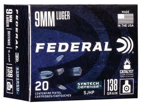 Federal S9SJT1 Syntech Defense 9mm Luger 138 gr Segmented Jacketed Hollow Point 20 Per Box/ 10 Case