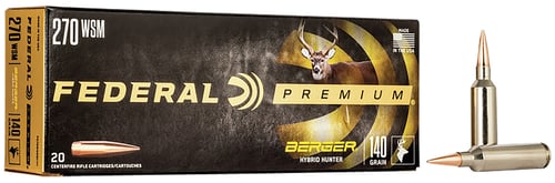 Federal P270WSMBCH1 Premium Berger Hybrid Hunter Rifle Ammo, 270 WSM