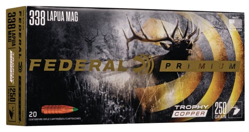 Federal P338LTC1 Premium  338 Lapua Mag 250 gr Trophy Copper (TC) 20 Bx/ 10 Cs