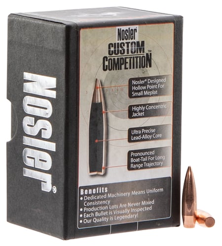 Nosler 53427 Custom Competition 6.5mm .264 100 gr Hollow Point Boat Tail/ 100 Per Box