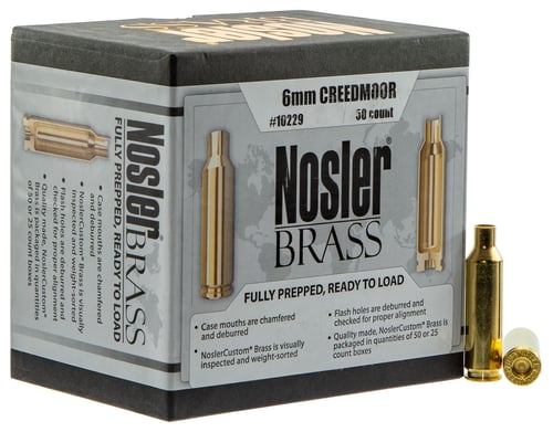 Nosler 10229 Premium Brass Unprimed Cases 6mm Creedmoor Rifle Brass/ 50 Per Box