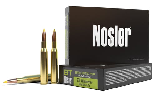 Nosler Ballistic Tip Rifle Ammunition .270 Win 130gr BT 3075 fps 20/ct