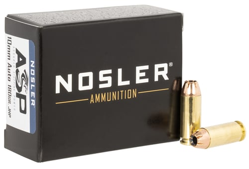 Nosler 51400 Assured Stopping Power Handgun 10mm Auto 180 gr Jacket Hollow Point 20 Per Box/ 20 Case