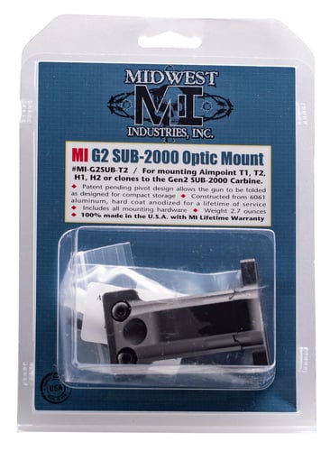 Midwest T1 T2 Optic Mount for Gen2 SUB 2000