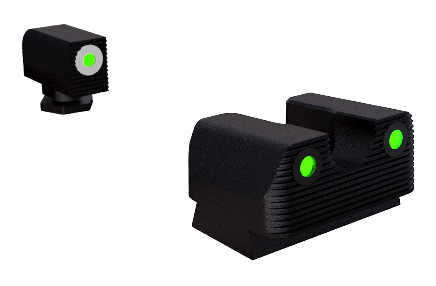 Rival Arms RA3B231G Night Sights for G17/G19  Black | Green Tritium White Ring Front Sight Green Tritium Black Ring Rear Sight