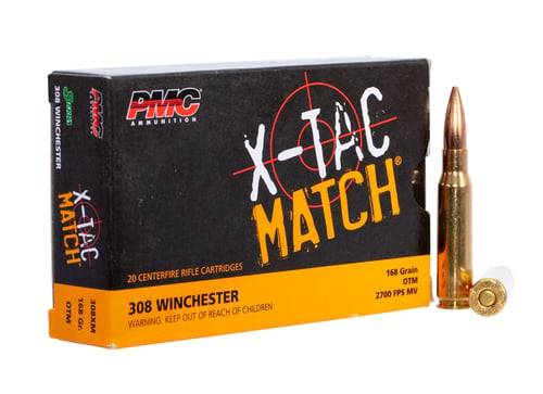 PMC 308XM X-Tac Match  308 Win 168 gr Open Tip Match 20 Per Box/ 10 Case