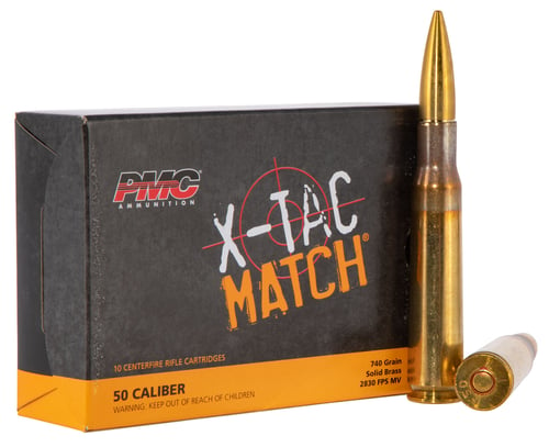 PMC 50XM X-Tac Match  50 BMG 740 gr Solid Brass 10 Per Box/ 20 Case