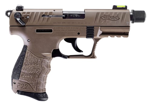 Walther P22Q Tactical Pistol  <br>  22 LR. 3.42 in. FDE 10 rd.