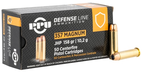 PPU PPD357 Defense  357 Mag 158 gr Jacket Hollow Point 50 Per Box/ 10 Case