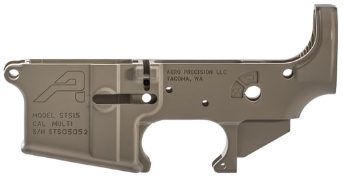 Aero Precision APAR501201C STS Receiver Multi-Caliber Flat Dark Earth Cerakote Finish 7075-T6 Aluminum Material with Mil-Spec Dimensions for AR-15