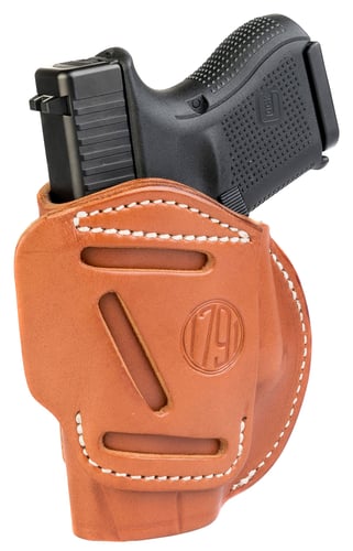 1791 Gunleather 4WH3CBRR 4-Way  IWB/OWB Size 03 Classic Brown Leather Belt Clip Compatible w/Glock 26/Ruger LC9/S&W M&P Shield 2.0 9/40 Right Hand