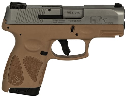 TAURUS G2S SLIM 9MM 7-SHOT 3-DOT ADJ. SS/TAN POLYMER <