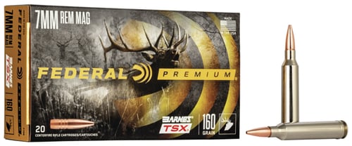 Federal P7RN Premium  7mm Rem Mag 160 gr Barnes TSX 20 Per Box/ 10 Case
