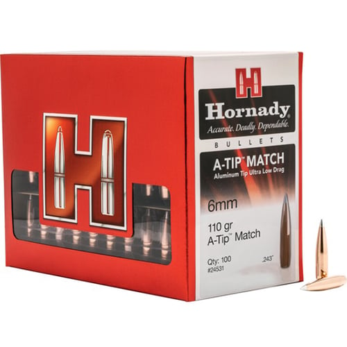Hornady 24531 A-Tip Match 6mm .243 110 gr A Tip Match 100 Per Box/ 10 Case