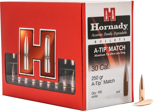 Hornady 3092 A-Tip Match 30 Cal .308 250 gr A Tip Match 100 Per Box/ 10 Case