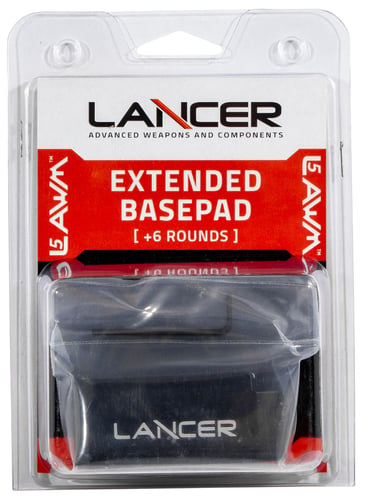 Lancer EXTBP06BLK L5AWM Magazine Base Pad Extended 6rd Compatible w/ Lancer L5 Advance Warfighter Magazine Black Aluminum