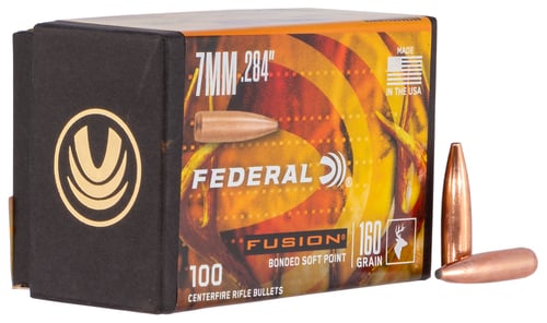 Federal FB284F3 Fusion Component  7mm .284 160 gr Fusion Soft Point 100 Per Box/ 4 Case
