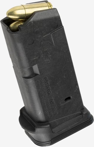 Magpul MAG674-BLK PMAG GL9 12rd 9mm Luger Compatible w/Glock 26 Black Polymer