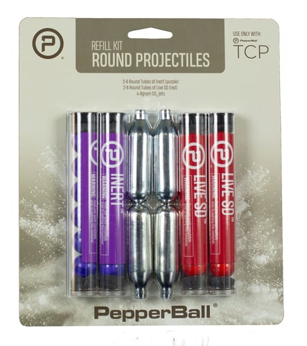 PepperBall 970010215 TCP Round Projectile Refill Kit Red Purple Includes CO2 Cartridges