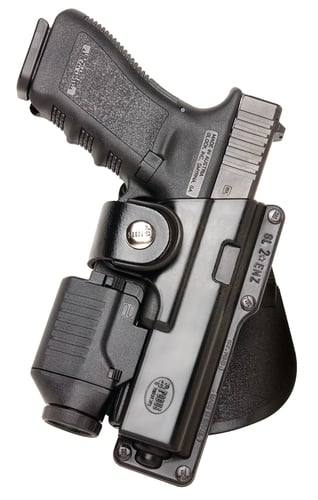 Fobus GLT19 Active Retention Tactical Black Polymer OWB Fits Glock 19/23/32 w/Tactical Light or Laser Right Hand