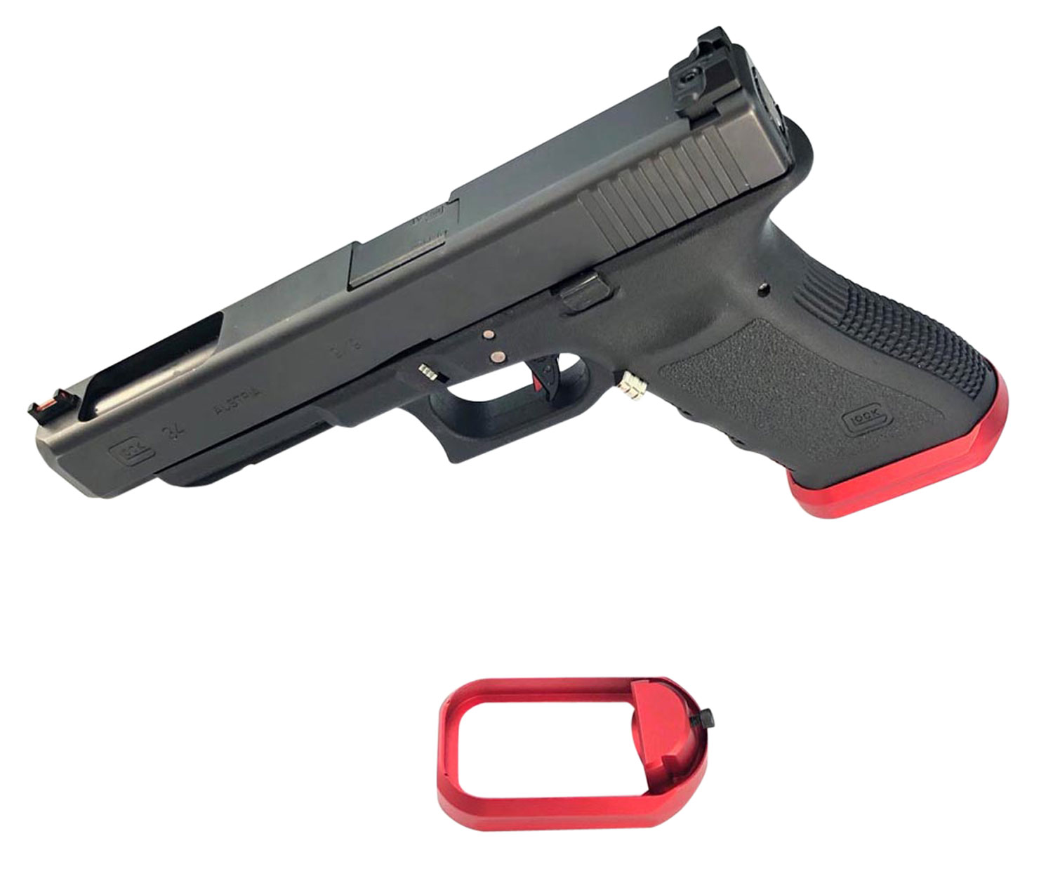 Cross Armory CRGFMWRD Flared Magwell  Compatible with Glock Gen1-3 Aluminum Red Hardcoat Anodized