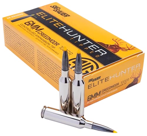 Sig Sauer E6MMCTH220 Elite Hunter Tipped  6mm Creedmoor 100 gr Controlled Expansion Tip 20 Per Box/ 10 Case