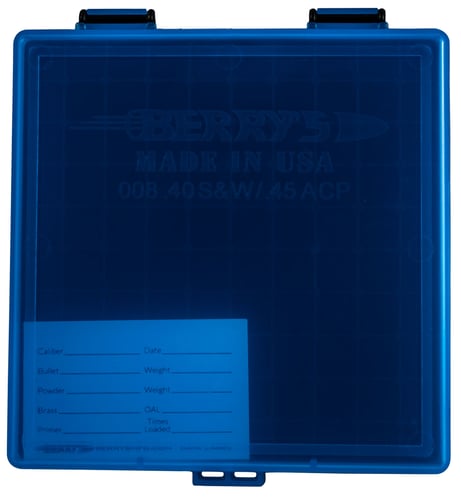 Berrys 67789 Ammo Box  40 S&W/45 ACP Blue/Black Polypropylene 100rd